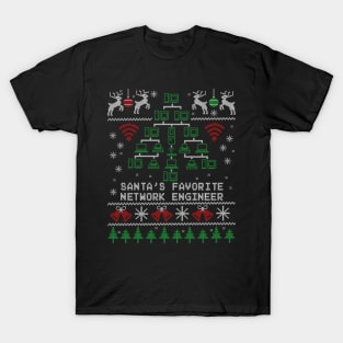 Santa's Favorite Network Engineer Christmas for IT Professionals T-Shirt